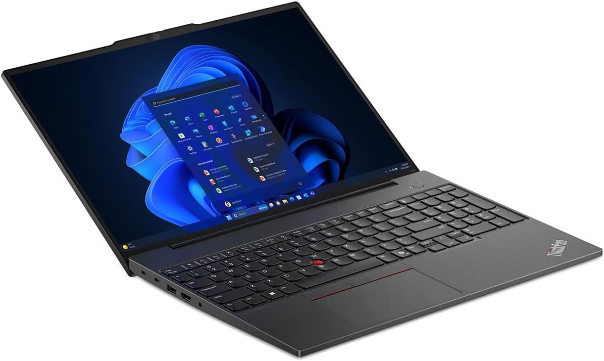 Lenovo ThinkPad E16 Gen 2 – AMD Ryzen 5 7535U 16″ WUXGA IPS Laptop – 8 GB DDR5 – 256 GB NVMe SSD – AMD Radeon 660M – Windows 11 Pro – 1080p Webcam – Wi-Fi 6E & Ethernet – Graphite Black