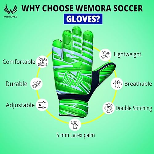 Miniatura 3 de Guantes de portero de fútbol para niños, jóvenes, niños de 0.157 in, antideslizantes, con agarre fuerte, guantes de portero de fútbol de palma