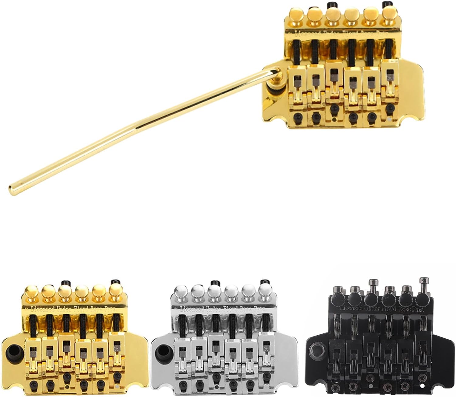 Metal Tremolo Bridge System with Vibrato Adjustable Tones Portable Design for Electric Guitar Complete Package for Floyd Rose (Gold)