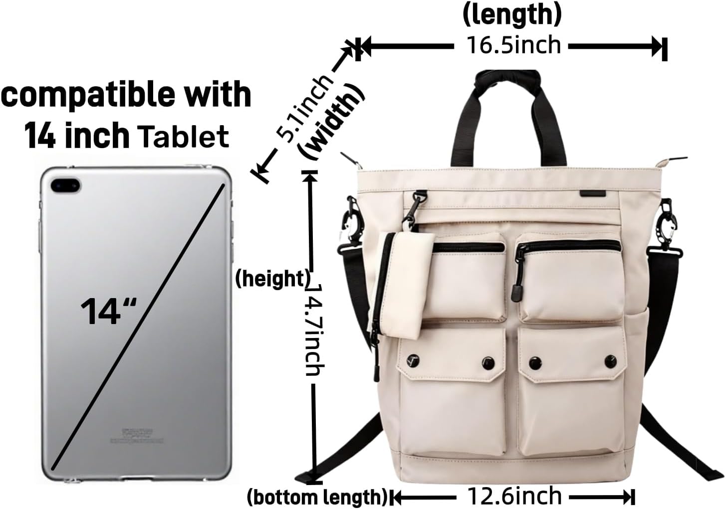 NOBLEMAN Convertible Black Laptop Backpack Purse for Women Travel Work, 3 In 1 Tote Backpack Convertible Bag Daypack for Work, Daily, Travel - Image 4