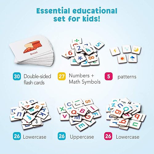 Miniatura 2 de Coogam - Letras magnéticas de madera y números de juguetes imanes para el refrigerador tarjetas del alfabeto ABC palabras conteo de ortografía juego