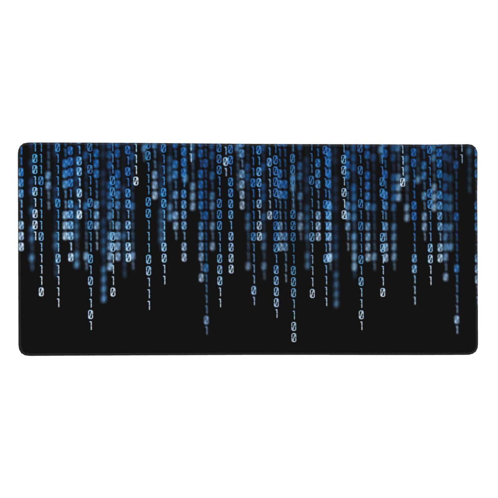 Grand tapis de souris de jeu Blue Binary Matrix antidérapant 40x90 cm - 8