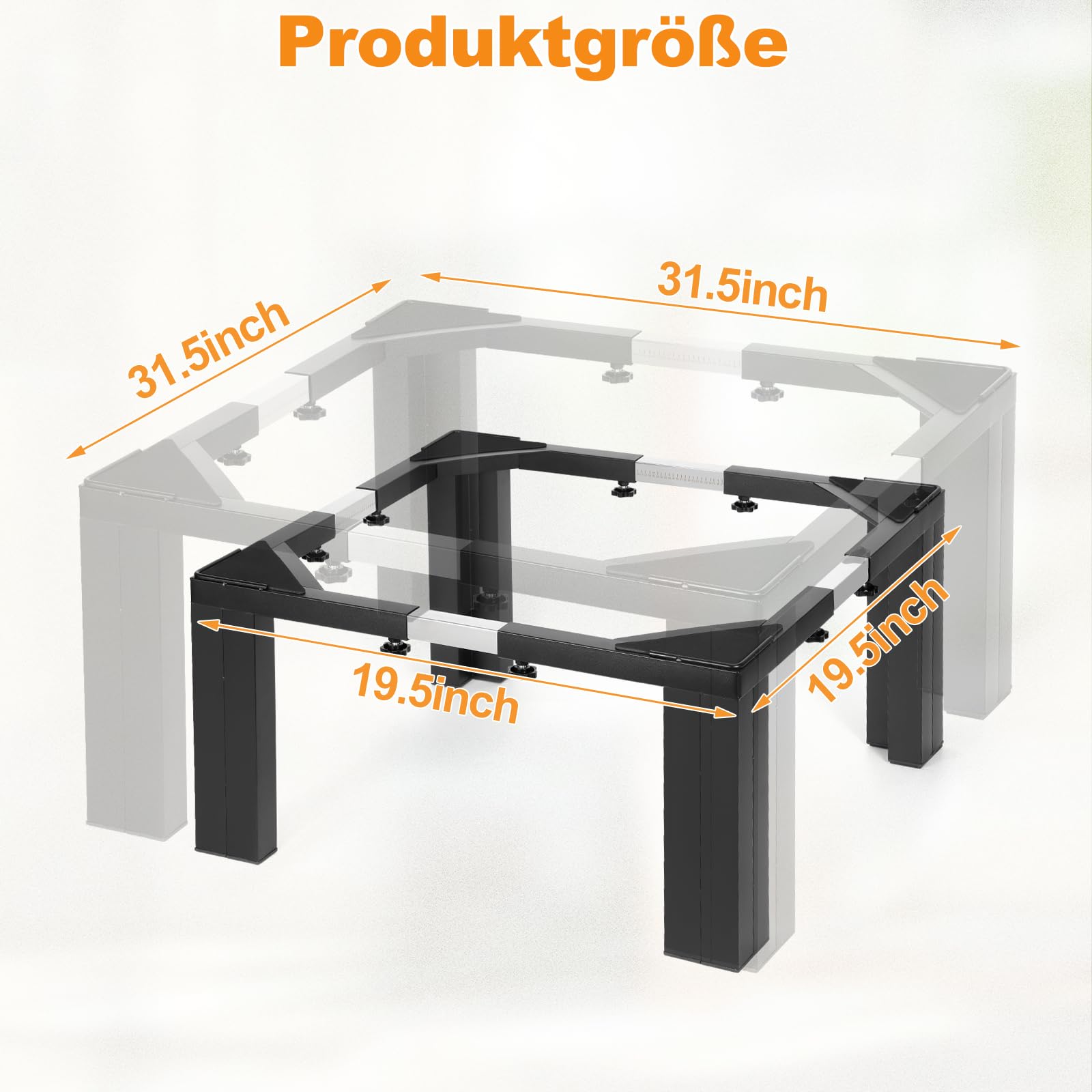 Herrselsam Base ajustable para lavadora, para lavadora, secadora, 50 – 80 cm, con almohadillas antivibración y antideslizantes, capacidad de carga 400 kg, color negro