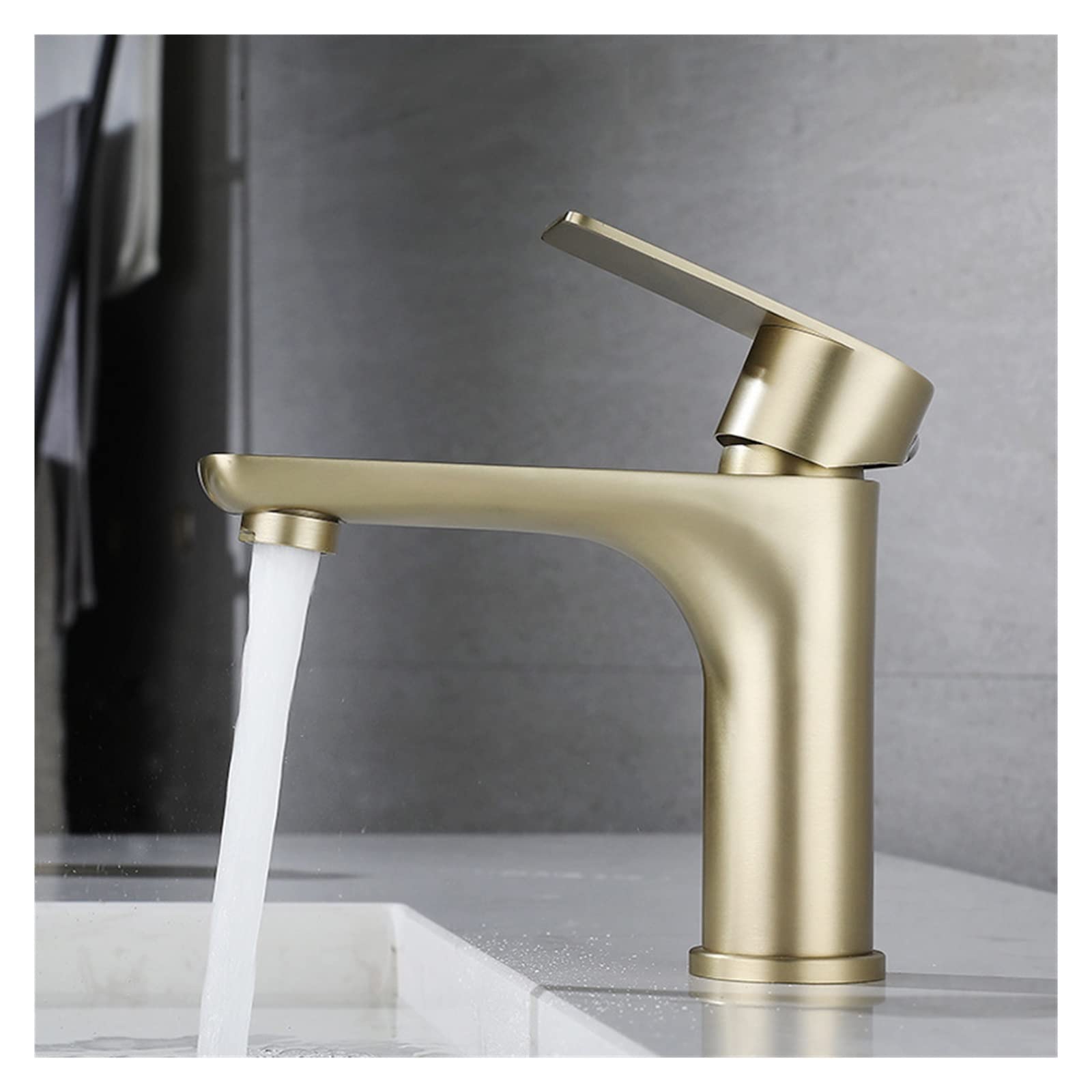 Robinet de lavabo mitigeur eau chaude froide acier inoxydable 304 argent