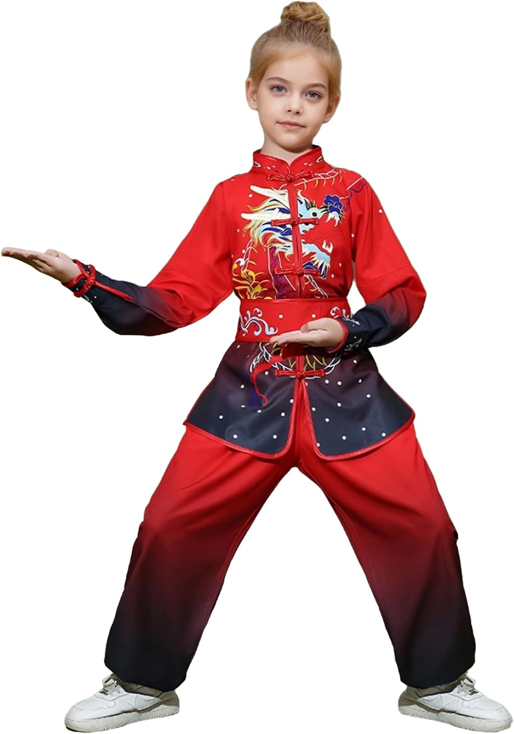 Kids Unisex Chinese Traditional Dragon Printed Ethnic Outfits Dress Up Tang Suit Tai Chi Uniform