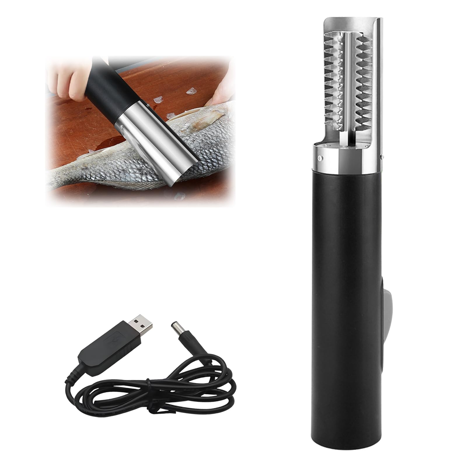éCailleur à Poisson,125w 3000mah éCailleur à Poisson éLectrique Nettoyeur D'éCailleurs à Poisson éTanche Acier Inoxydable Avec Housse Protection éCailleur Pour Poissonneries Restaurants Cuisines
