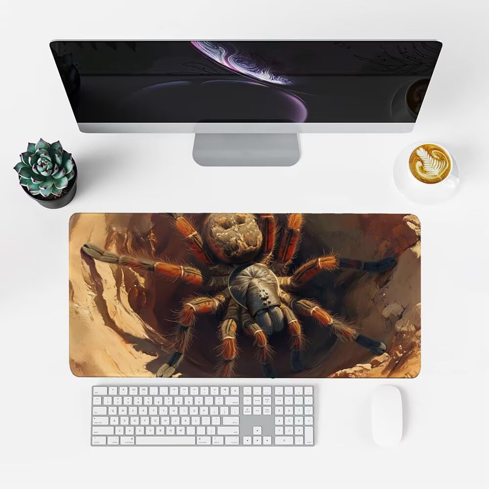 Tappetino Scrivania ragno, Tappetino Gaming 1000x500x3mm Mouse Pad Animali Tappeto Mouse, Accessori Gaming, Ufficio Accessori, Migliora la Precisione e la Velocità, per Ufficio e Casa f-471