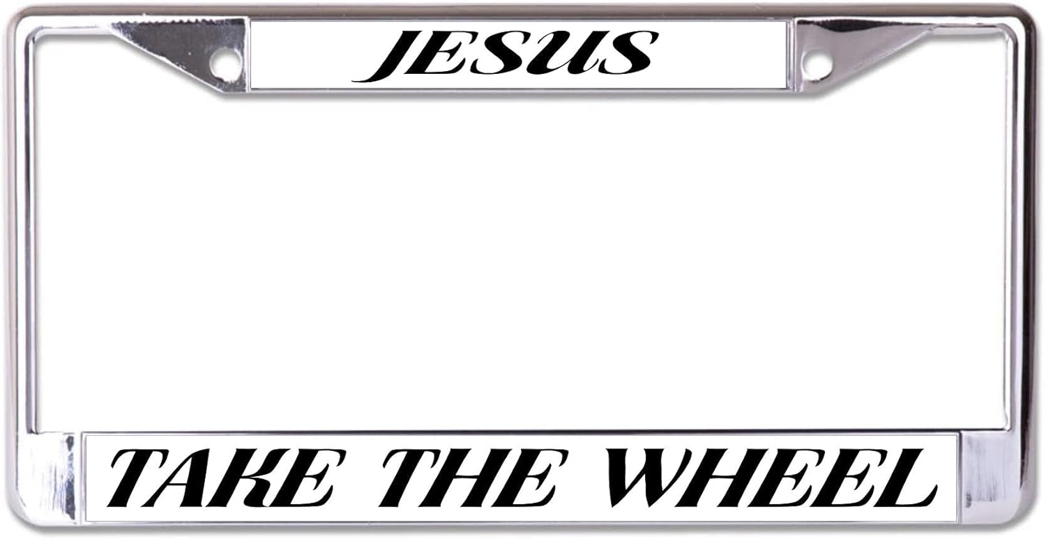 Jesus Take The Wheel Chrome License Plate Frame