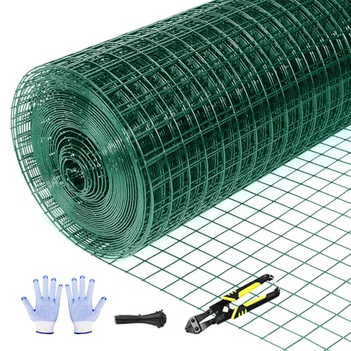 Tongmo 48" x 100' Green Chicken Wire Fencing, 19 Gauge Green Wire Fence, 1"x1" Mesh Size Metal Welded Wire Garden Fence Roll, Poultry Netting for Rabbit/Duck/Chicken by TONGMO - Used condition - US$60.69
