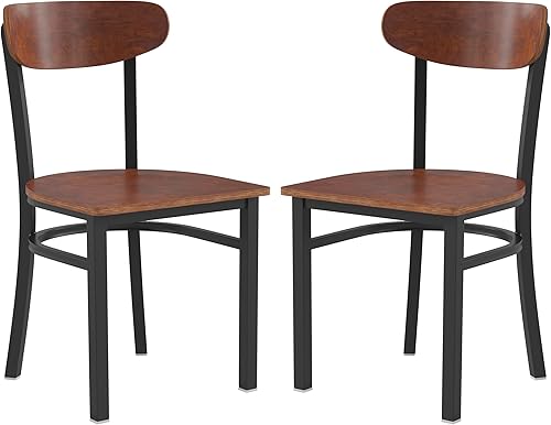 Miniatura 162 de Flash Furniture Wright - Silla de comedor de grado comercial, asiento de madera maciza con acabado de nogal y respaldo de boomerang, 500 libras de