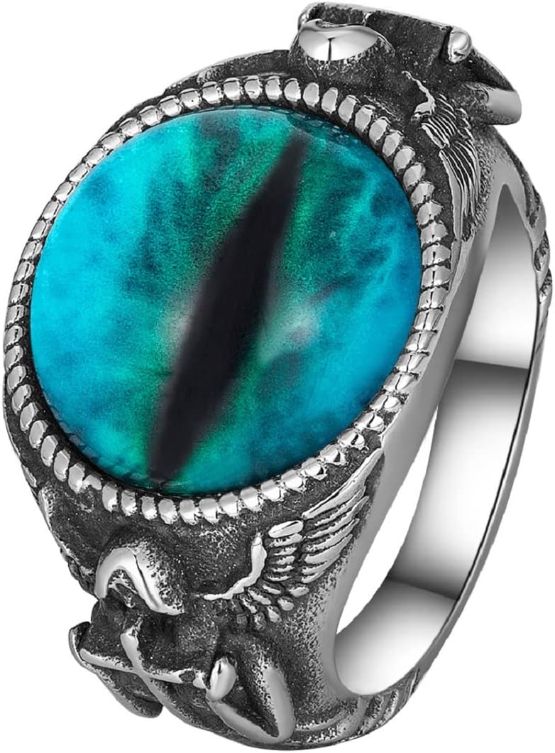 JASXEYO Evil Eye Ring,Retro Ghost Claw 3 color Evil Eye Titanium Steel Ring For MenGothic Jewelry Dragon Claw Devil Eye Rings, Black 316L Stainless Steel Mens Ring
