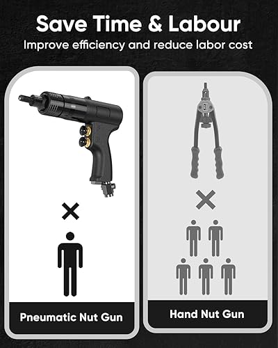 Miniatura 8 de Juego de pistola neumática/neumática 4 en 1 de tuerca remachadora (10-24 y 1/4 y 5/16 y 3/8), conjunto de herramientas de instalación de inserción