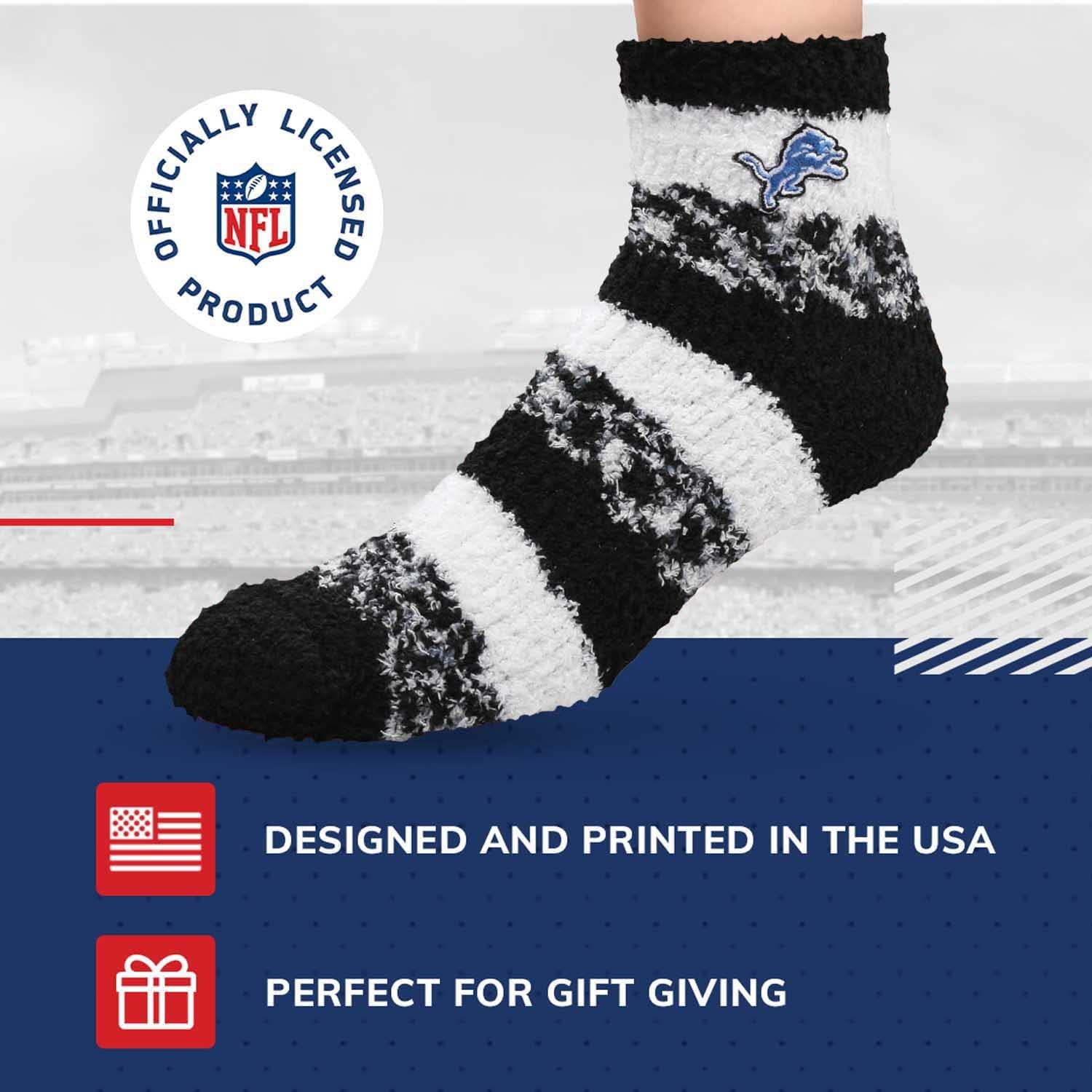 For Bare Feet NFL Cozy Soft Slipper Socks - Home Socks for Ultimate Comfort - Gameday Apparel - Luxuriously Plush and Cozy - Unisex (Detroit Lions - Black, One Size) - Image 6