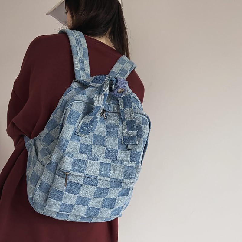 Image of MaxxCloud Vintage Denim Laptop Backpack Casual Canvas Daypack Handbag Purse Lightweight Rucksack Shoulder Bag