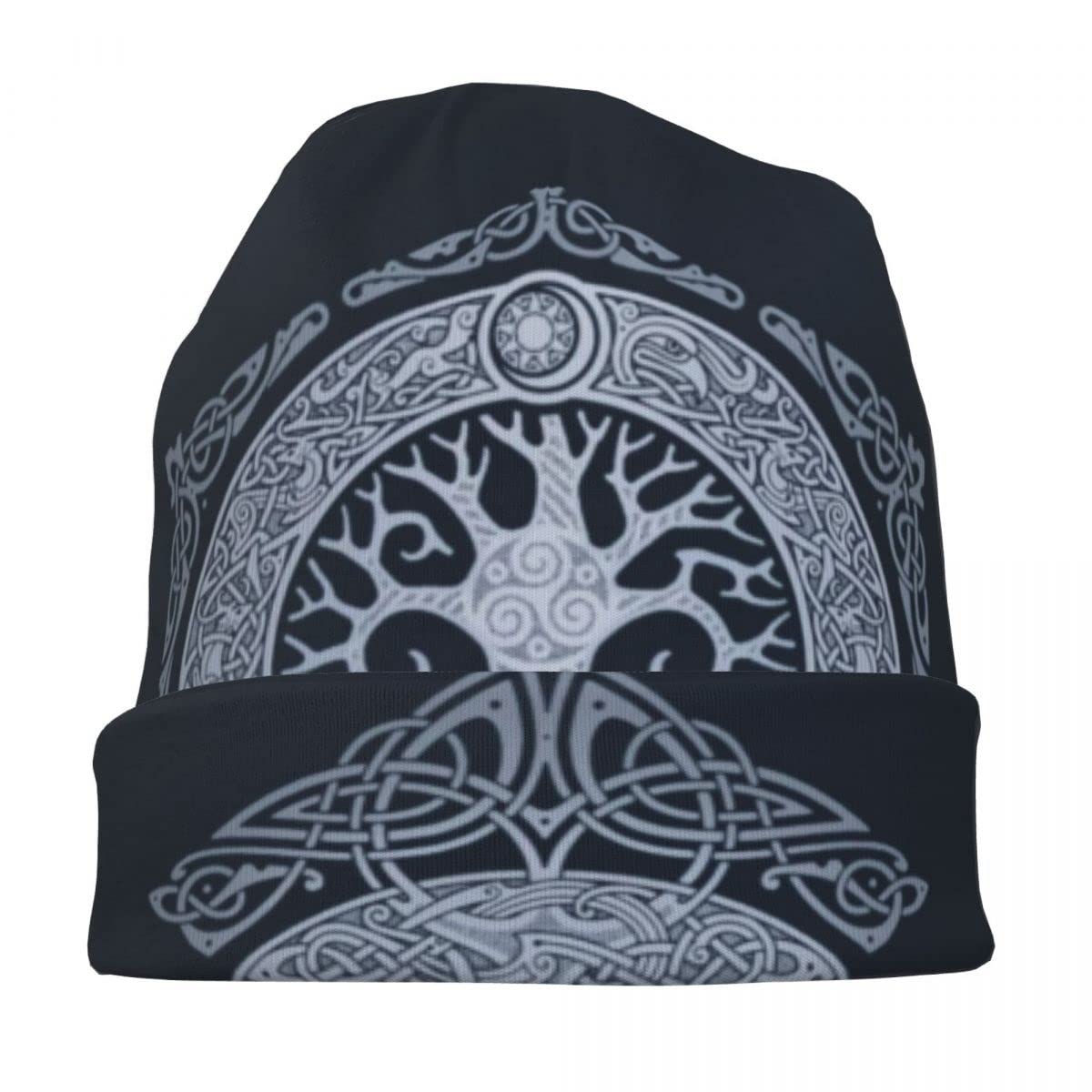 Berretto Vichingo In Lana Con Ricamo Albero Della Vita Celtico - Yggdrasil Beanie Unisex, Nero, Taglia Unica (Made In Austria) - 3