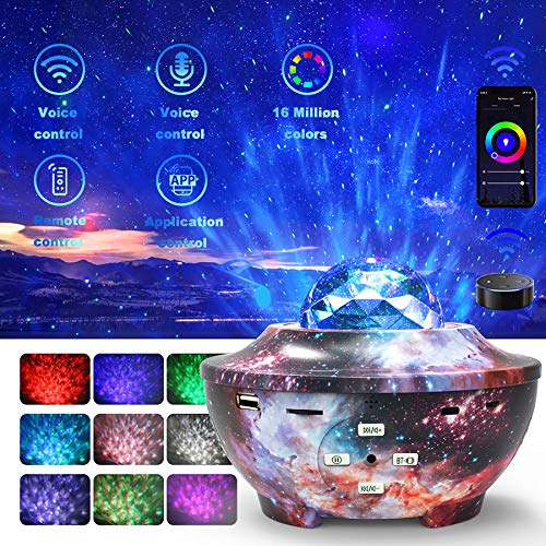 Sky Lights for Bedroom Ocean Wave Projector Smart WiFi Life Work with Alexa Google Hoom Bluetooth Speaker Gift for Kids Star Light for Kids Baby Adult
