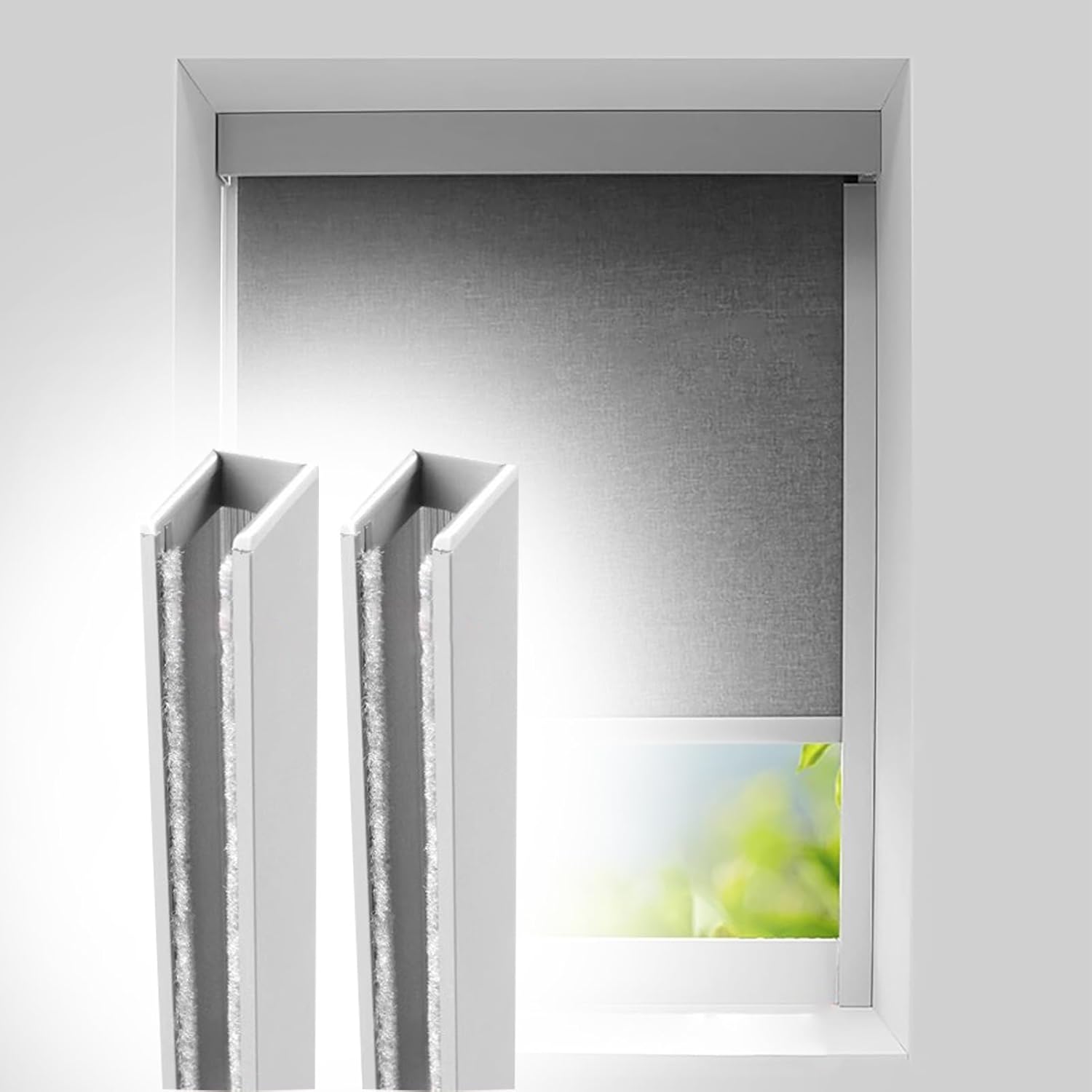 Custom Length Light Gap Blockers, 30 Inch U Channel Aluminum Alloy Light Strips for Side of Blinds, 2pcs Gray Light Blocking Solutions - 24/36/42/66/72 Inch Options Available