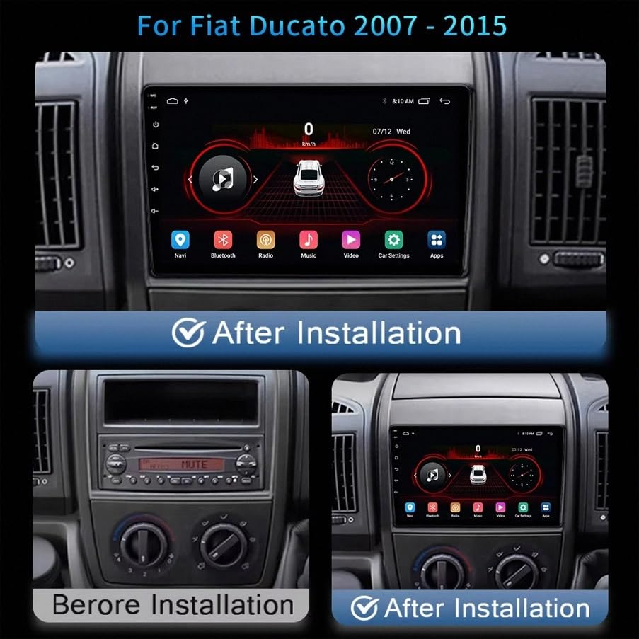 Pantalla de coche multimedia con Android Auto inalámbrico y Bluetooth para Fiat Ducato 2