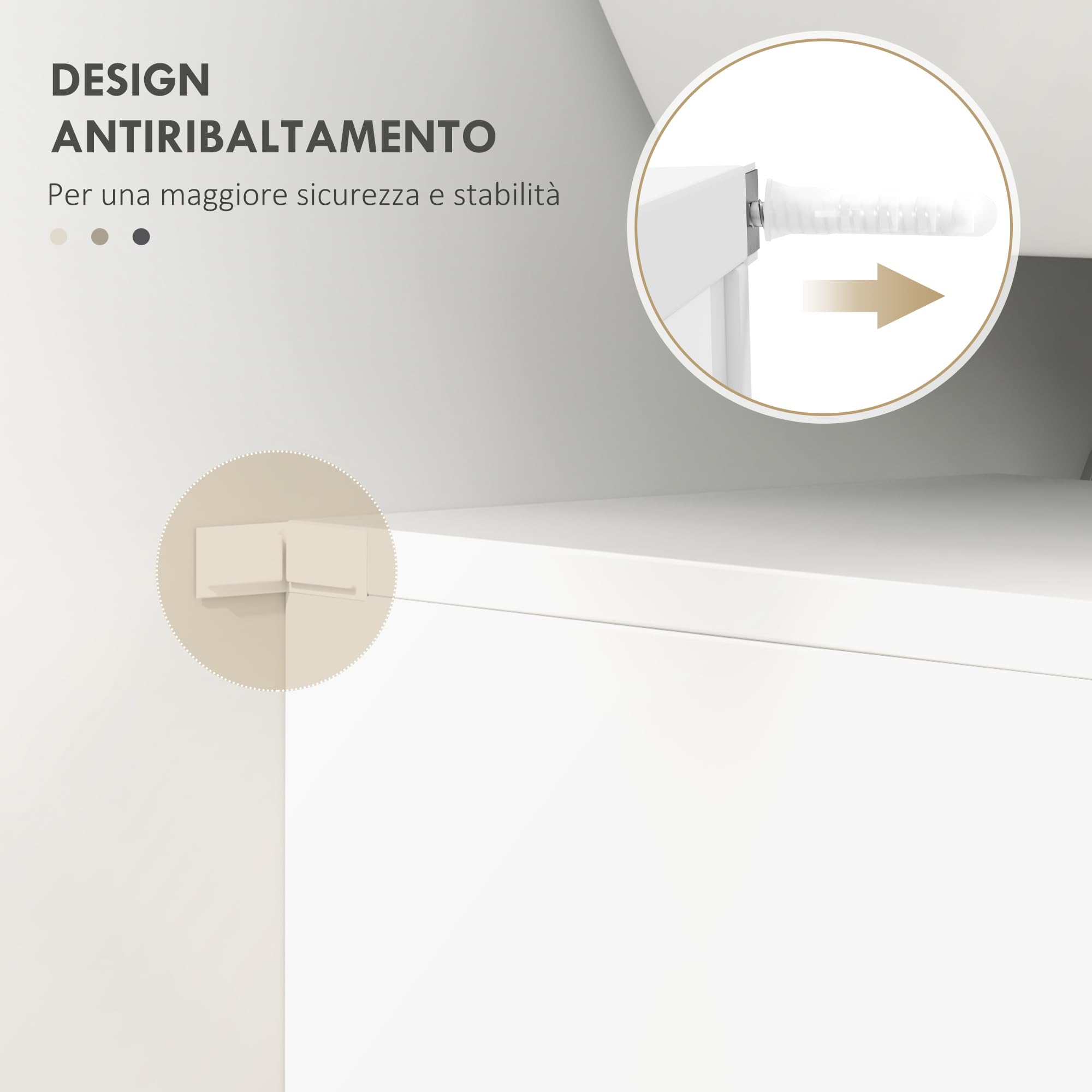 kleankin Mobile Sottolavabo per Bagno 2 Ante in Legno Bianco Lucido