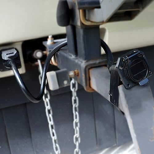 Vista 2 de Nilight - 50050R Cable de extensión de enchufe de remolque de 7 vías de 3 pies de largo 10-14 AWG terminales/cables de cobre de doble clavija