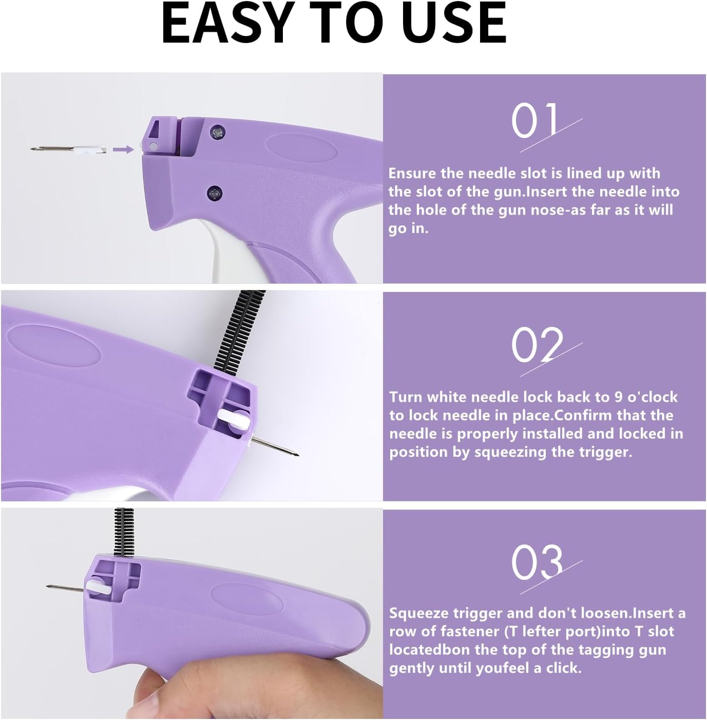 Stitchy Gun-Stitch Gun for Clothes-Tagging Gun for Clothing-Stitchy Quick Clothing Fixer-Includes 6 Needle, 1000 Black & 1000 White Fasteners - Image 4