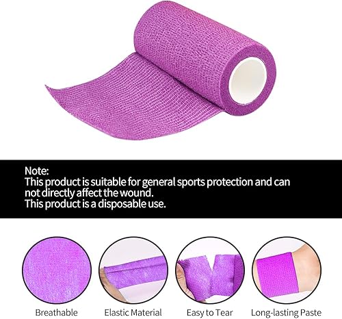 Miniatura 8 de 122448 vendajes autoadhesivos, 1234 pulgadas, 5 yardas, color multicolorde piel, para deportes, muñeca, tobillo, hinchazón y envoltura veterinaria