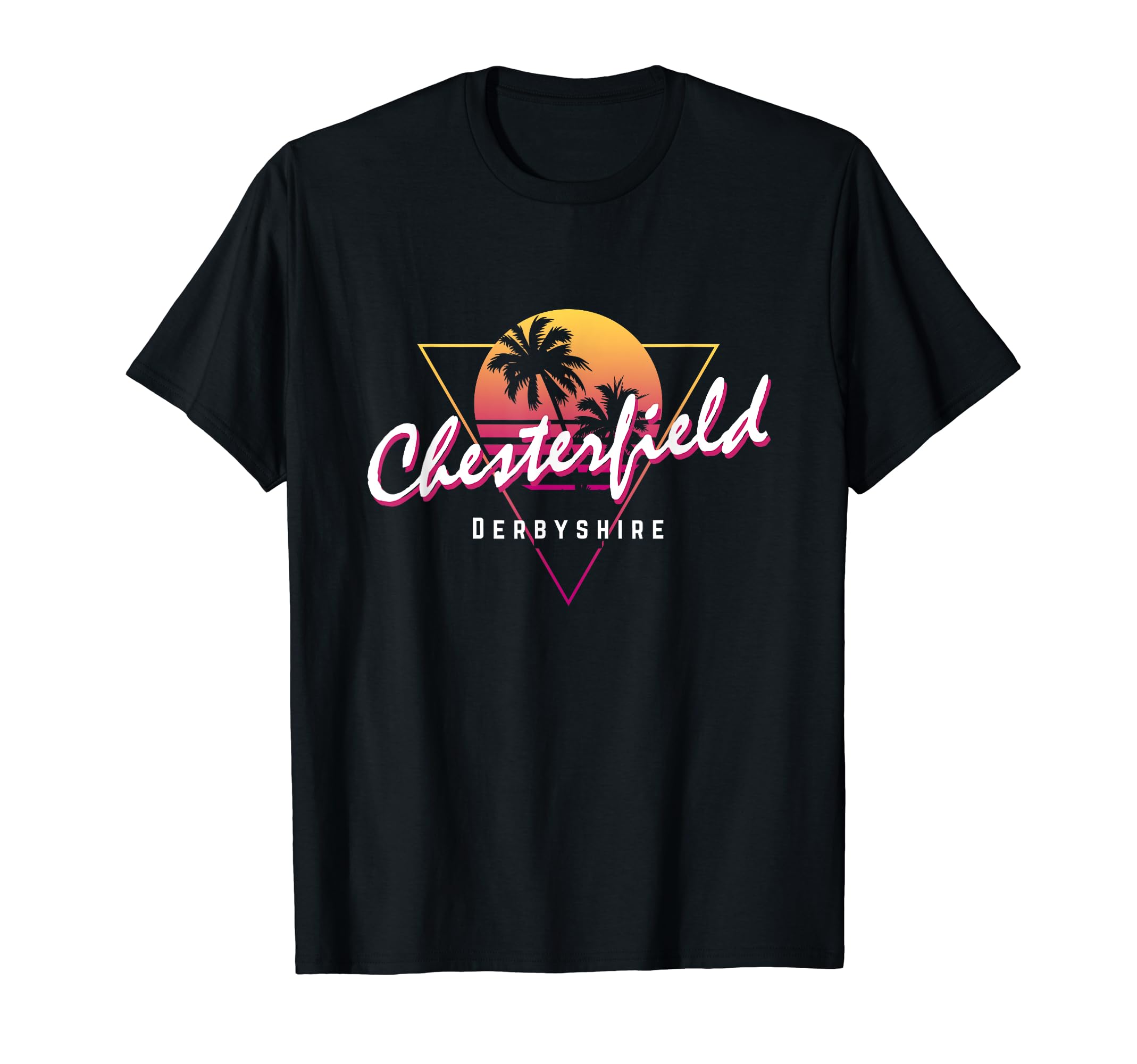 Chesterfield Derbyshire 80s Retro graphic Funny Sunset T-Shirt