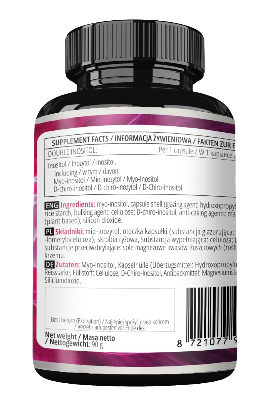 Doppio Inositolo 120 Capsule Vegane - Myo-Inositolo + D-chiro-inositolo in un rapporto ottimale di 40:1-615 mg per capsula - Fornitura per 4 mesi - Integratore di vitamina B8 - da Apollo's Hegemony