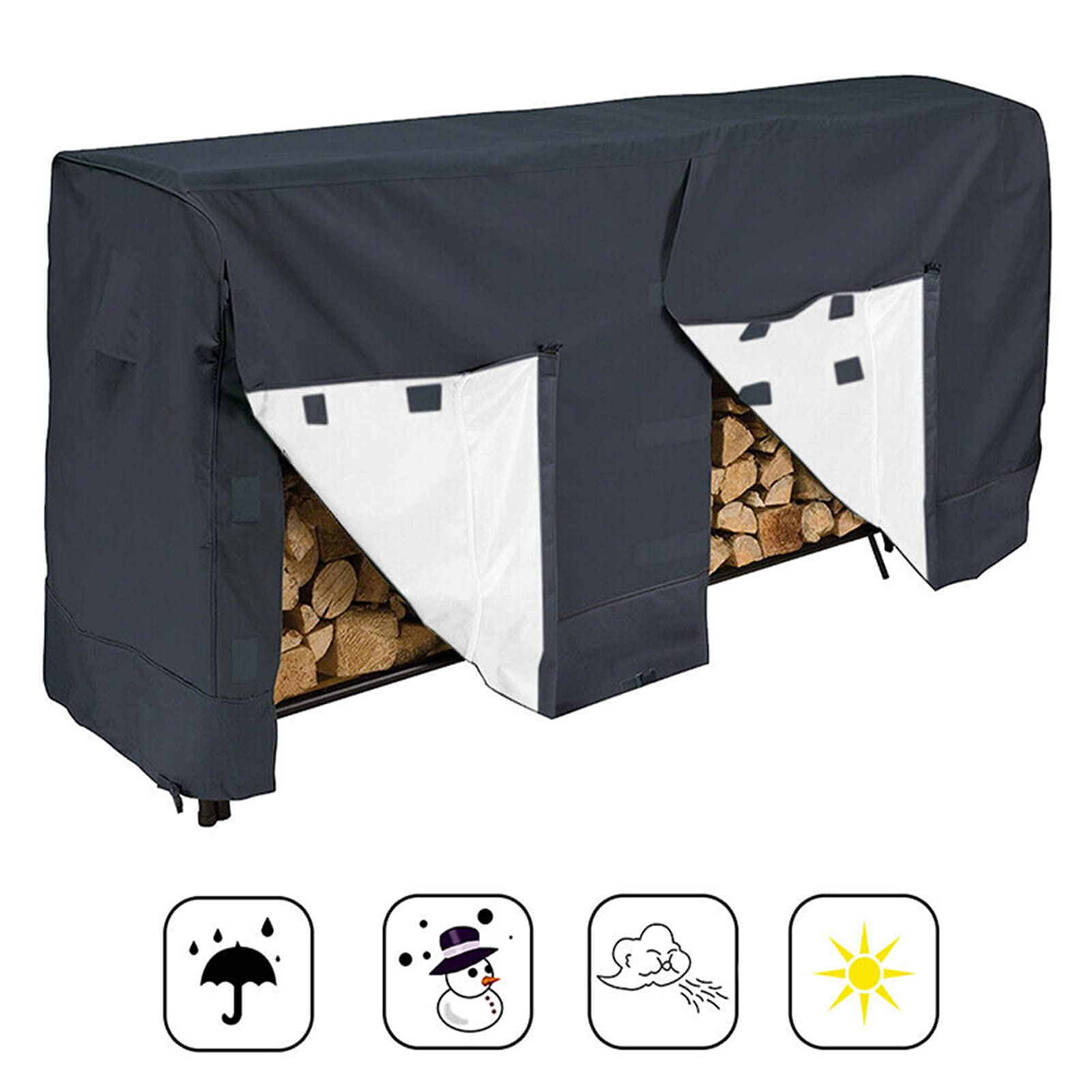 YQYAZL Housse De Protection Pour Bûches De Bois De Chauffage, Oxford Robuste Et Imperméable Pour L'extérieur, 102 X 61 X 104 Cm