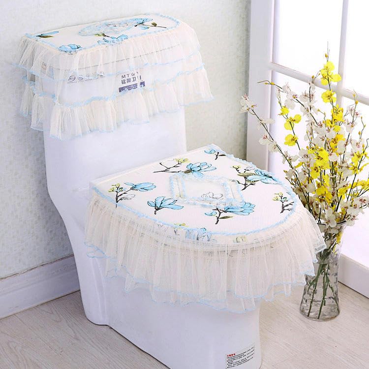 Cojín de asiento de inodoro en U con funda de encaje con cremallera y 3 piezas lavables