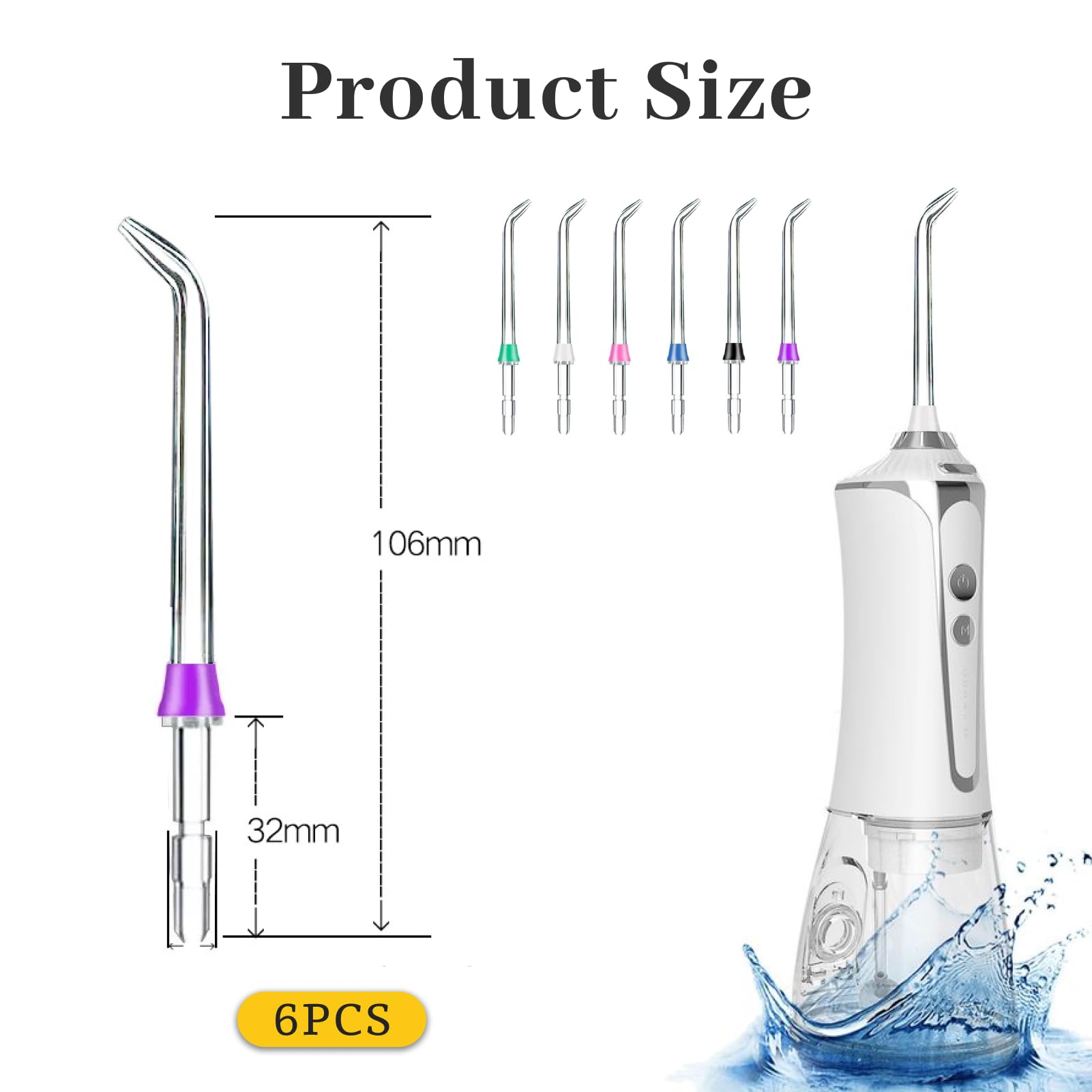 6pcs Spare Nozzle High Pressure Dental Jet for Waterpik, Nozzle Dental Appliance Compatible With Waterpik Water Flosser Wf02/03ec Wp-100/108/112/250ec Wp-450/462/560/562ec Wp-563/565/660/60