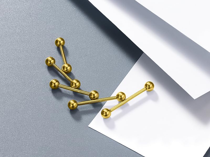 14G 16G Tongue Nipple Piercing Jewelry Surgical Steel Sterling Silver Nipple Rings Tongue Rings Bridge Piercing Long Metal Short Straight Barbell 12mm 14mm 16mm 18mm 22mm - Image 4