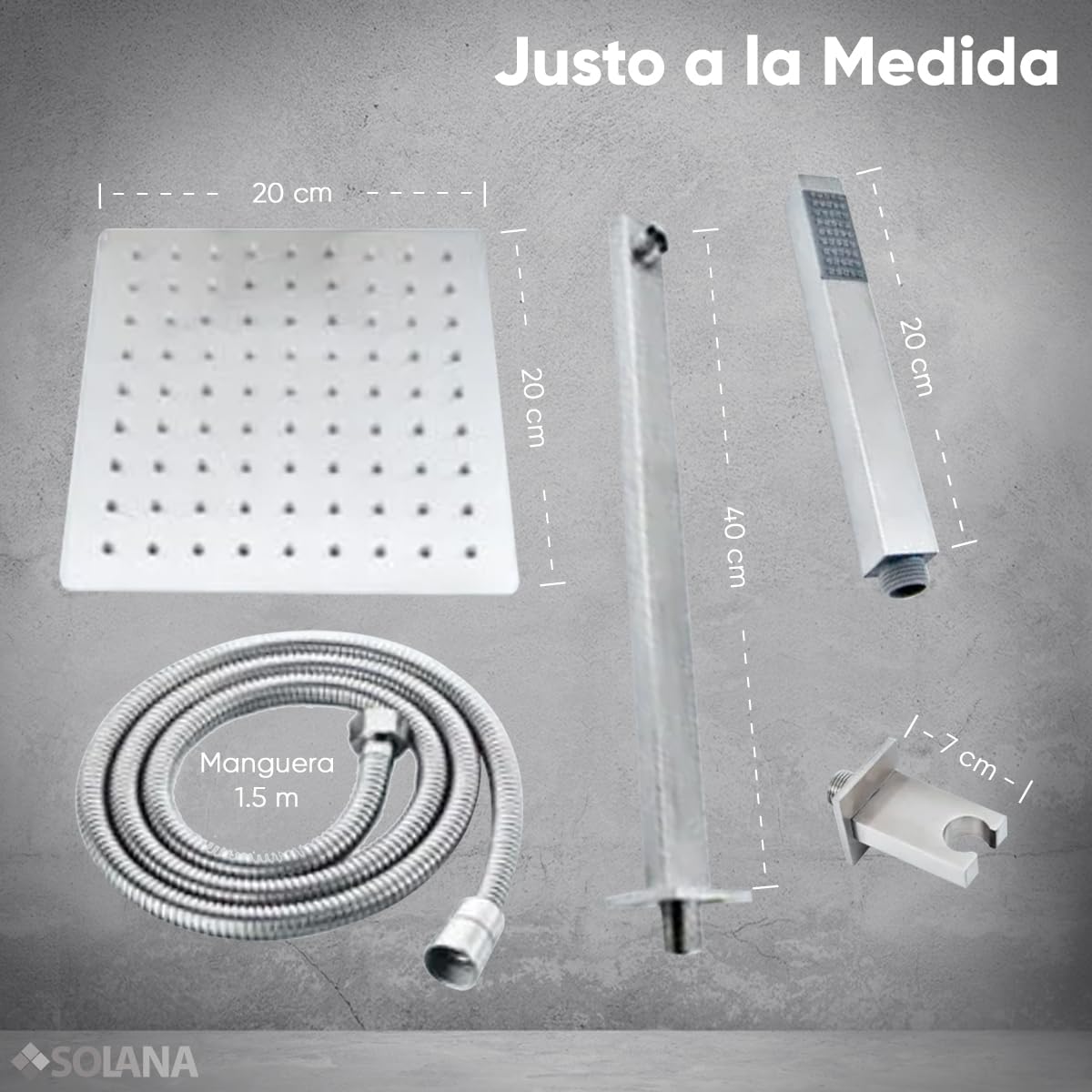 SOLANA Regadera De Baño Cuadrada Con Sistema Interno Modelo Zaire Marca  Solana Con Salida De Agua Superior Modo Lluvia Y Regadera De Mano Y Sistema  Monomando (SILVER) : Amazon.com.mx: Herramientas y Mejoras