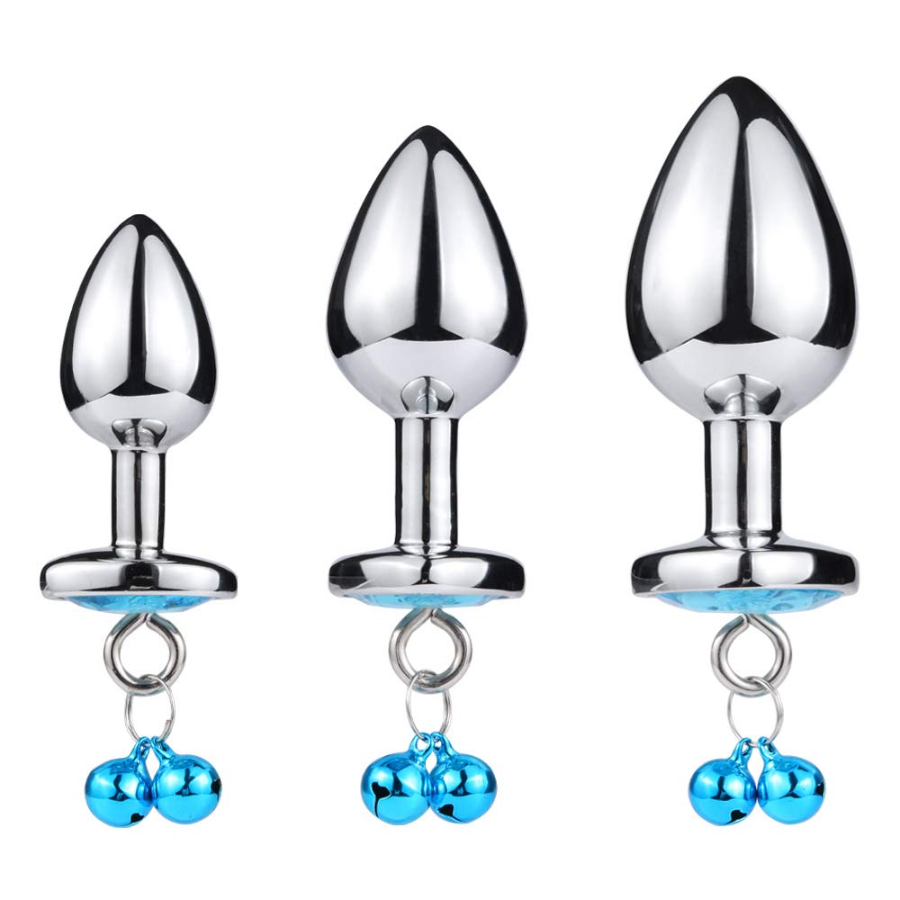 3 Pcs Metal Anal Butt Plug Toys Heart Shaped Bell Anal Trainer Jewelry Design Fetish Butt Plug Kit SM Adult Gay Anal Plugs Woman Men Sex Gifts Things for Beginners Couples ()