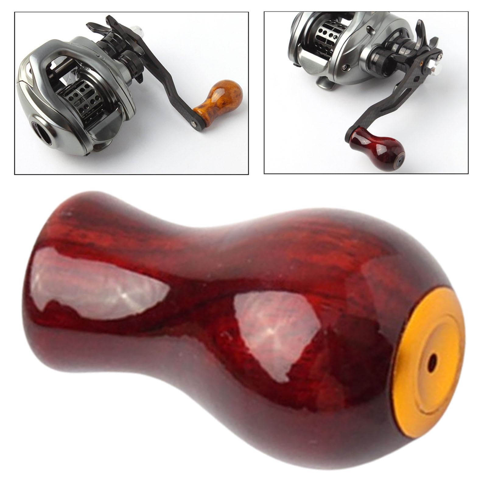 Yiju Reel Handle Knob Grip Portable Repair Practical Accessory Reel Refit Tool DIY Lightweight Wood Reels Part Power Handle Knob, red B