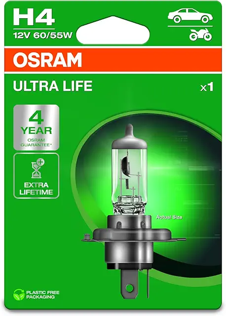 Lámpara H4 OSRAM 60/55W para Faros de Carretera - Compatible con VW, FORD, TOYOTA