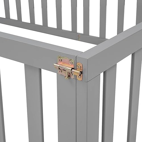 Miniatura 26 de Harper & Bright Designs Cama de suelo tamaño Queen con barandillas de seguridad y puerta, marco de madera para niñas/niños, cama Montessori para