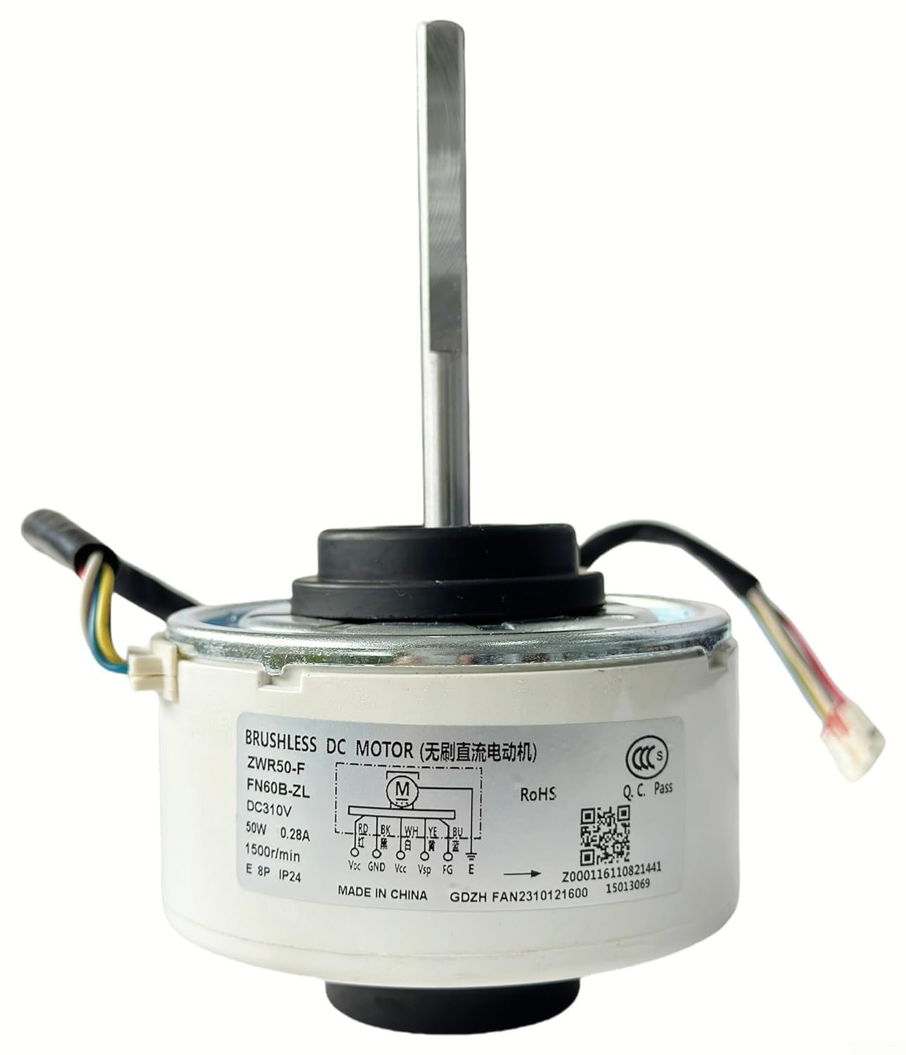 Lüftermotor für Klimaanlage, FN60B-ZL ZWR50-F DC310V 50W bürstenloser Motor, 1500 U/min Innenstrom Ersatzteil für Innengeräte