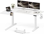 Muvai 59" L Shaped Standing Desk with Reversible Board, Rustic Brown | Electric, Adjustable Height, Wire Organizer , Memory Controller, Hook, Cup holder, Stable Frame, Sit Stand Computer Table
