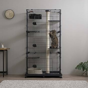 新品　キャットケージ　キャスター付き　ケージ　キャットゲージ　猫用品　グレー BTM 猫 ケージ キャットケージ ペットケージ キャスター付 猫ゲージ