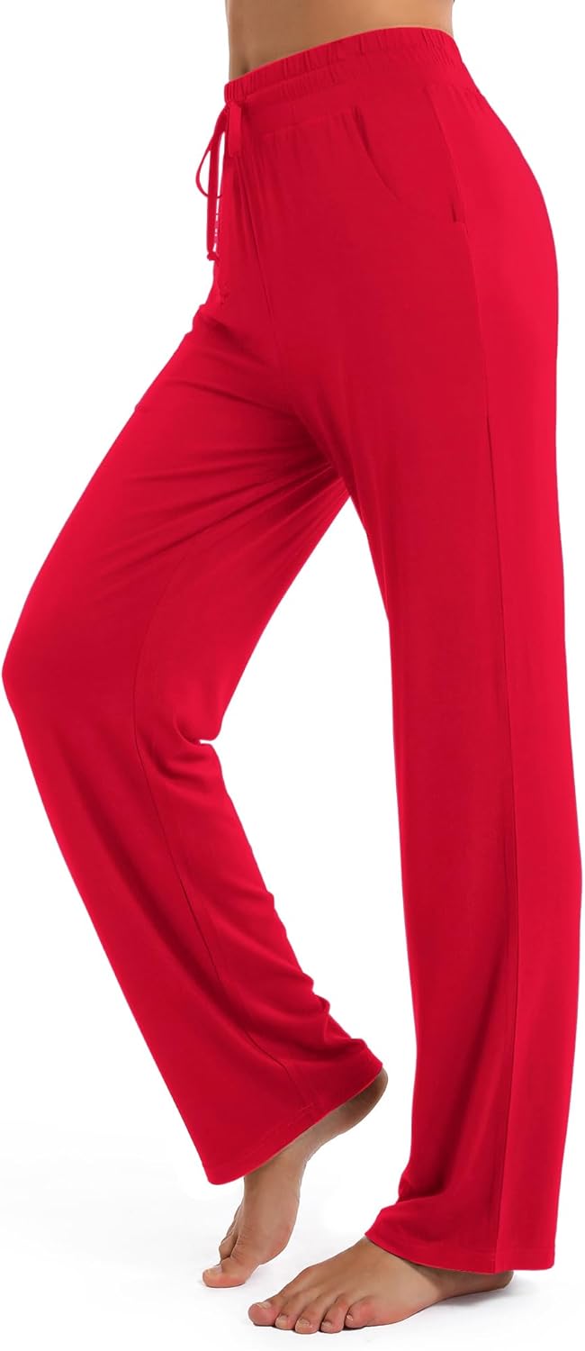 Urban CoCo Women's Straight Leg Long Pants Elastic High Waist Drawstring Casual Trousers with Pockets - Image 2