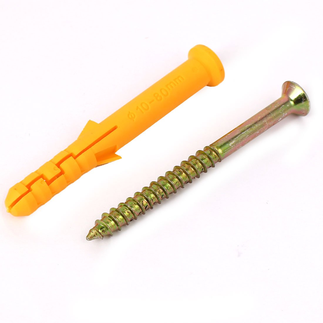 Aexit 10pcs Plastic Screws & Bolts Concrete Brick Drywall 10x80mm Wall Screw Anchor Plugs w Expansion Bolts Self-Tapping Screws