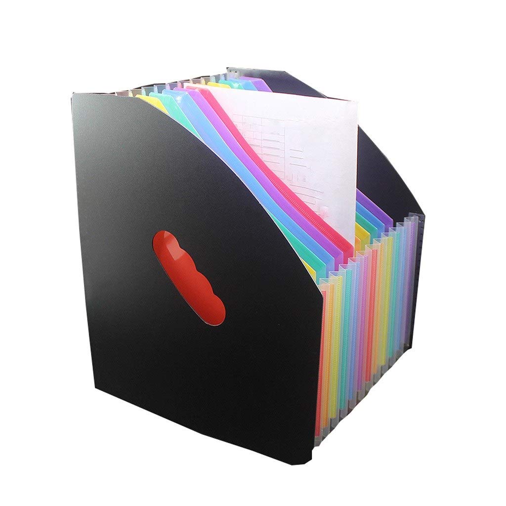 ARCH Carpeta Clasificadora La Expansión De La Caja Archivo 24 Bolsillos, Multi-Color De Acordeón del Documento A4 Organizador con Ampliable,Uso De La Escuela Y Viajes (Color : Black)