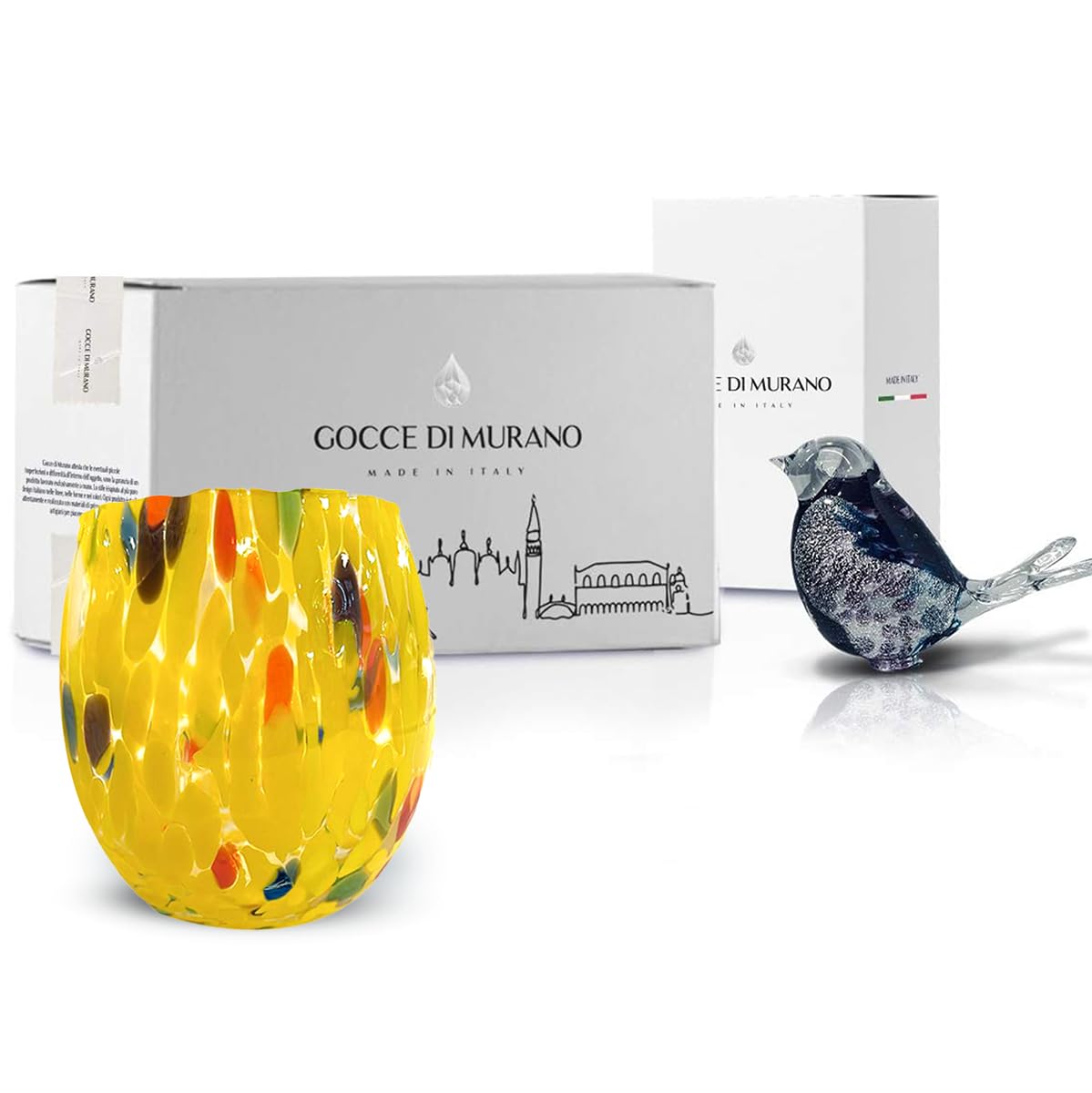 6 Verres à Vin Murano – Soufflés à La Main En Italie, 200 Ml, Verrerie D’art élégante Pour Vos Repas