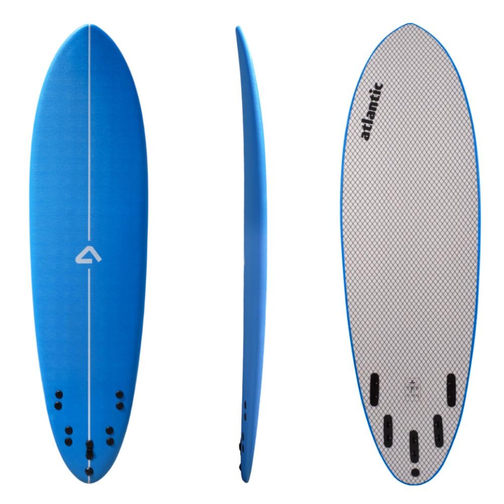 Atlantic Boards | Tabla de Surf Softboard Shark 2.0 | Polivalente para Principiantes e Intermedios | Incluye 5 Quillas + Invento | Alta Durabilidad y Rendimiento en Olas Potentes