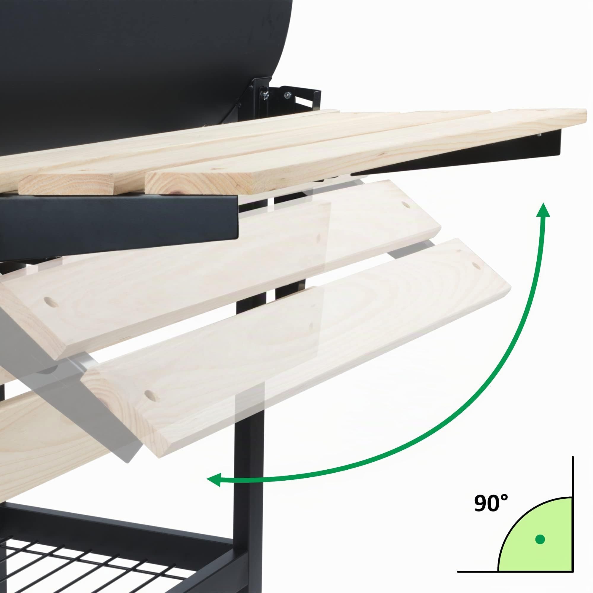 BBQ-Toro Carro de Barbacoa de Carbón Premium | Ø 42 x 80 cm | Ahumador Móvil | Parrilla de Barbacoa con Tapa | Con Mesas Laterales de Madera