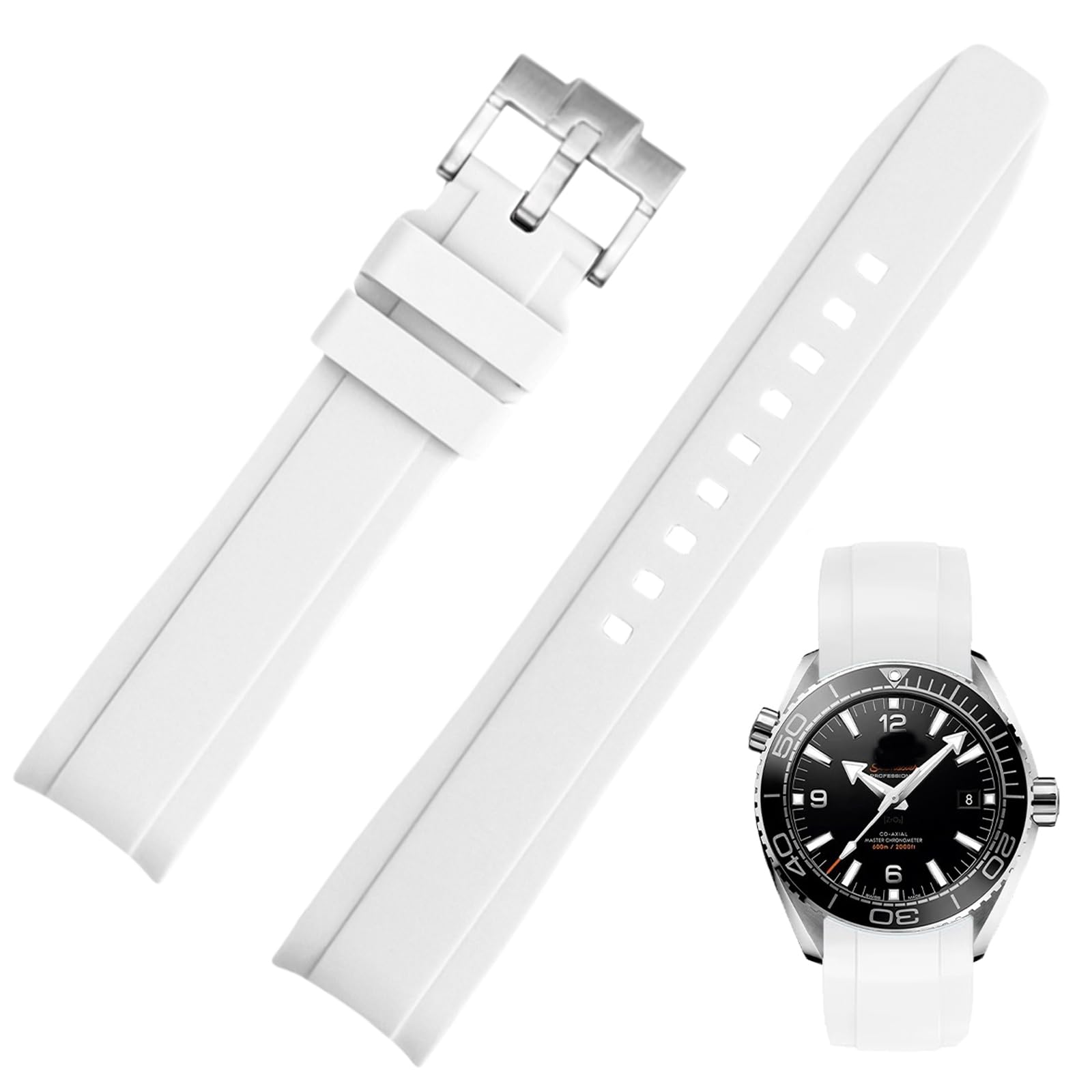 Silicone Watch Band Curved End No Gaps 18mm 19mm 20mm 21mm 22mm Waterproof Soft Durable Silicone Rubber Straps Universal Replacement Bands Strap for Men Women