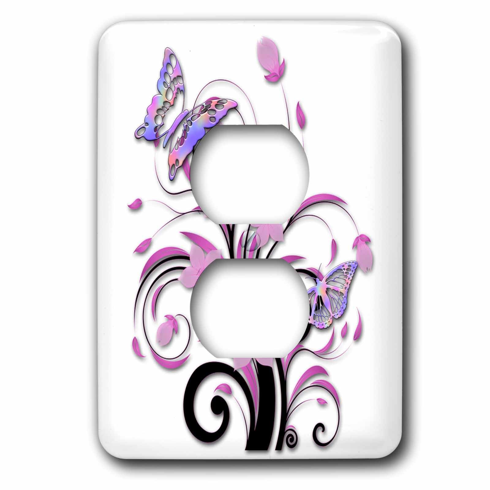 Housse de prise haut de gamme 3dRose lsp_218787_6 collection d'art papillon et rose ancienne