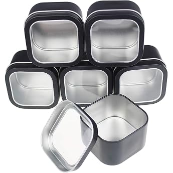 Goodma Pack of 6 Empty 240 ml Square Metal Jars Black