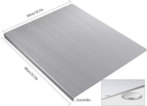 Miniatura 2 de Tabla de cortar de acero inoxidable 304, tablas de cortar comerciales extra grandes, tabla de cortar de metal pesado para carne de cocina, verduras,